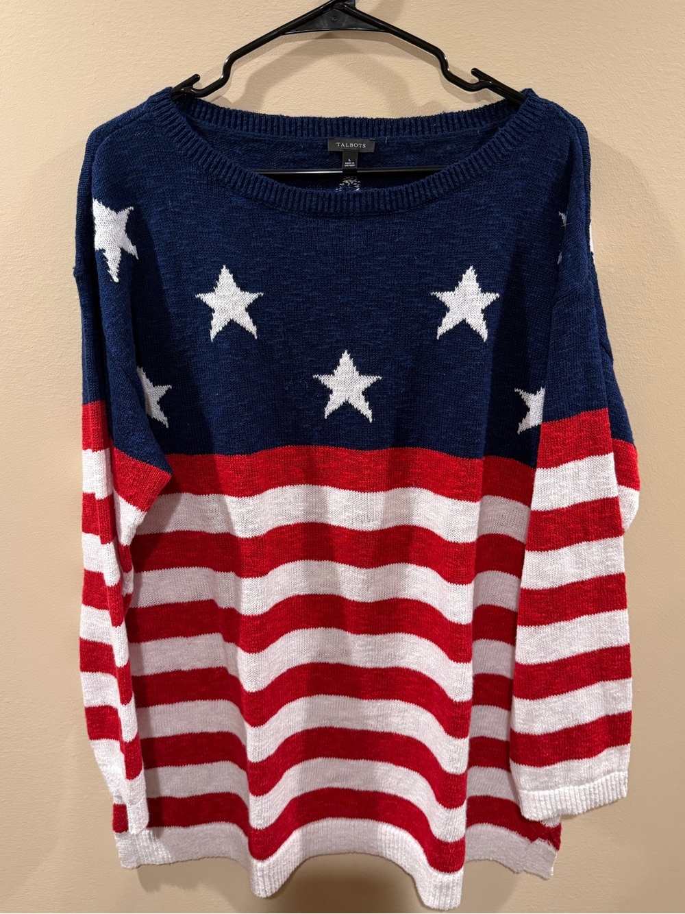 Talbots Red, White, Blue Crewneck Sweater, Large - Picture 4 of 4